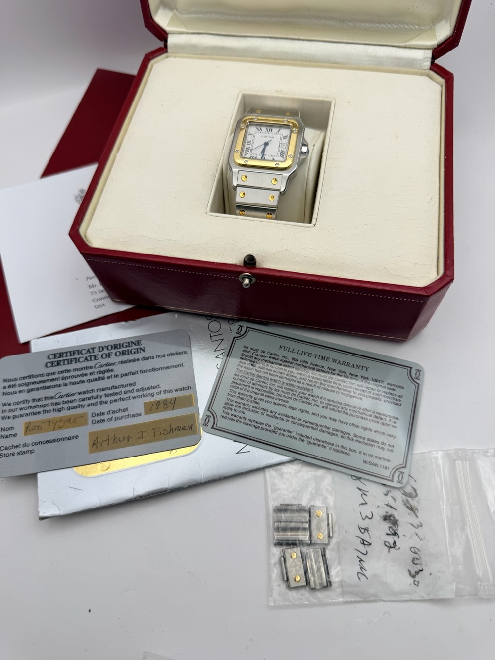 Cartier Santos Silver and Gold Timepiece